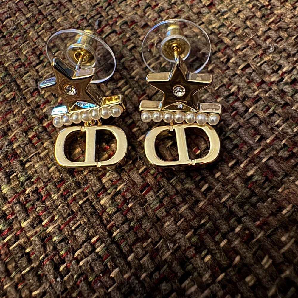 Dior Petit CD Pearl Drop Stud Earrings